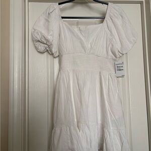 Nordstrom White Dress with Puff Sleeves